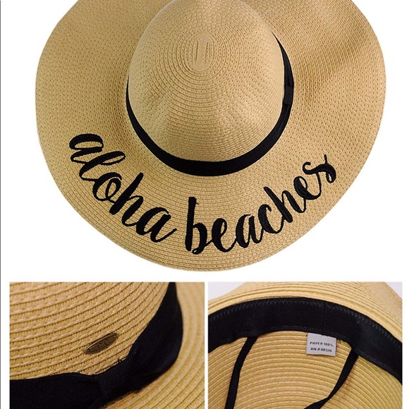 Paper Weaved Embroidered Floppy Sun Hat - Picture 2 of 2